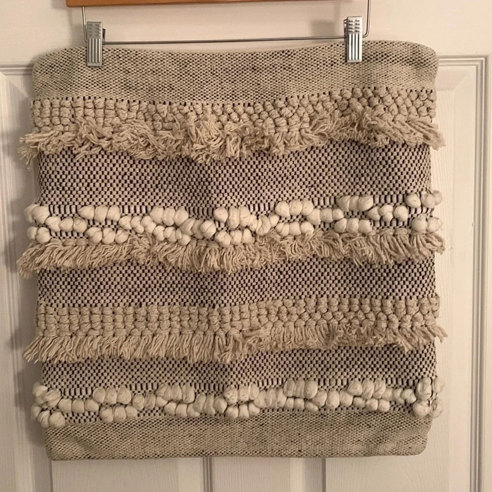 Boho Style Accent Beige & Black Woven Pillow Shams